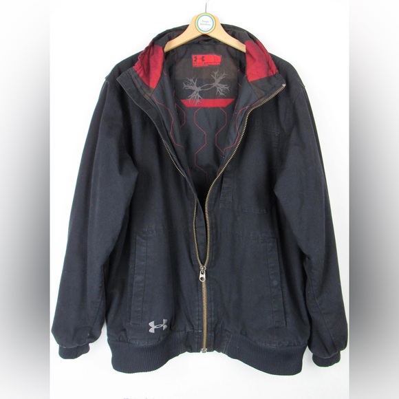Under Armour Men's XL Burley Jacket Black Hunting Hooded Canvas Hoodie - Picture 3 of 6